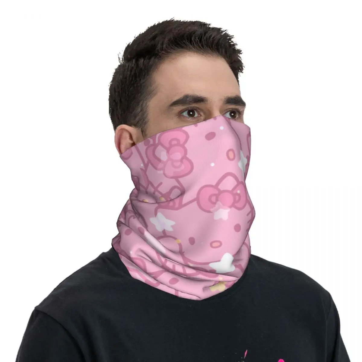 Custom Sanrio Kitty Hello Kitty Bandana Neck Gaiter UV Protection Face Scarf Cover Men Women Cartoon Headwear Tube Balaclava - Image 5