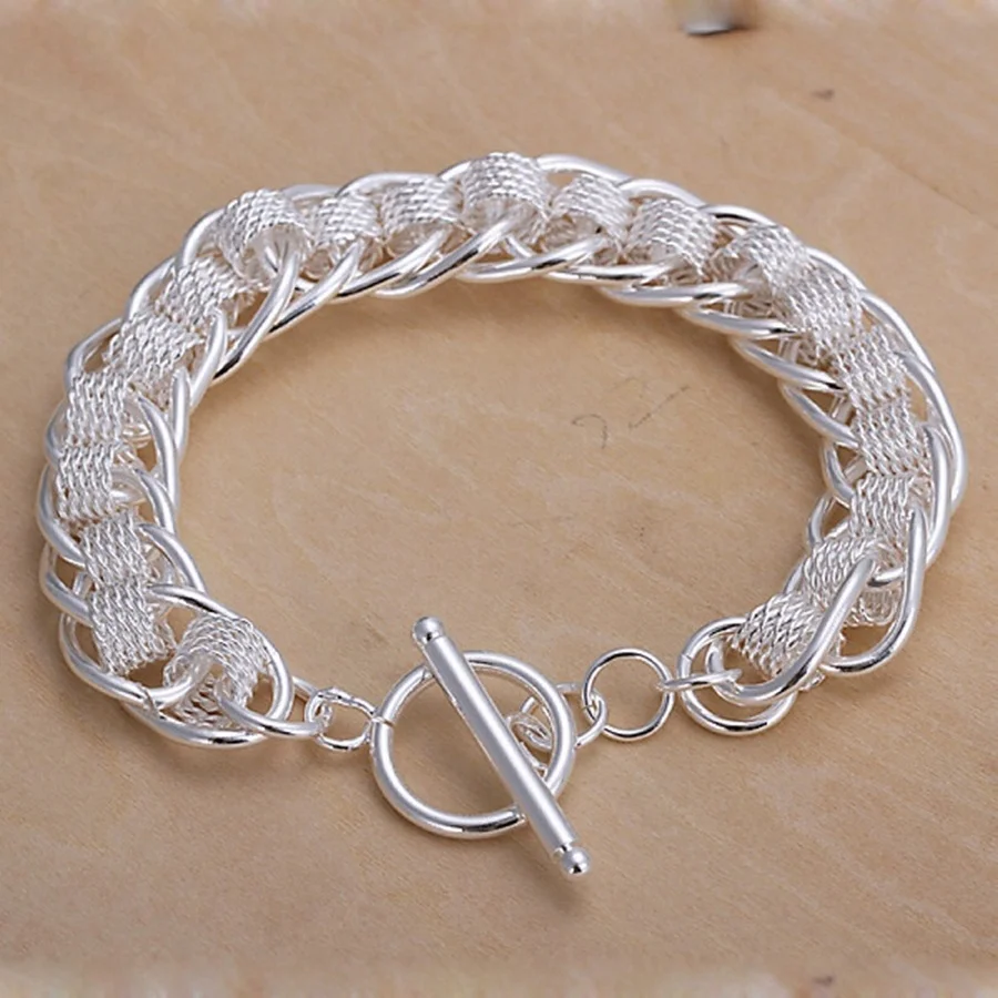 

Hot 925 Sterling Silver Jewelry Bracelets High Quality Charm Solid Chain Fashion Beautiful For Men 20cm Hand Chain Lady Wedding