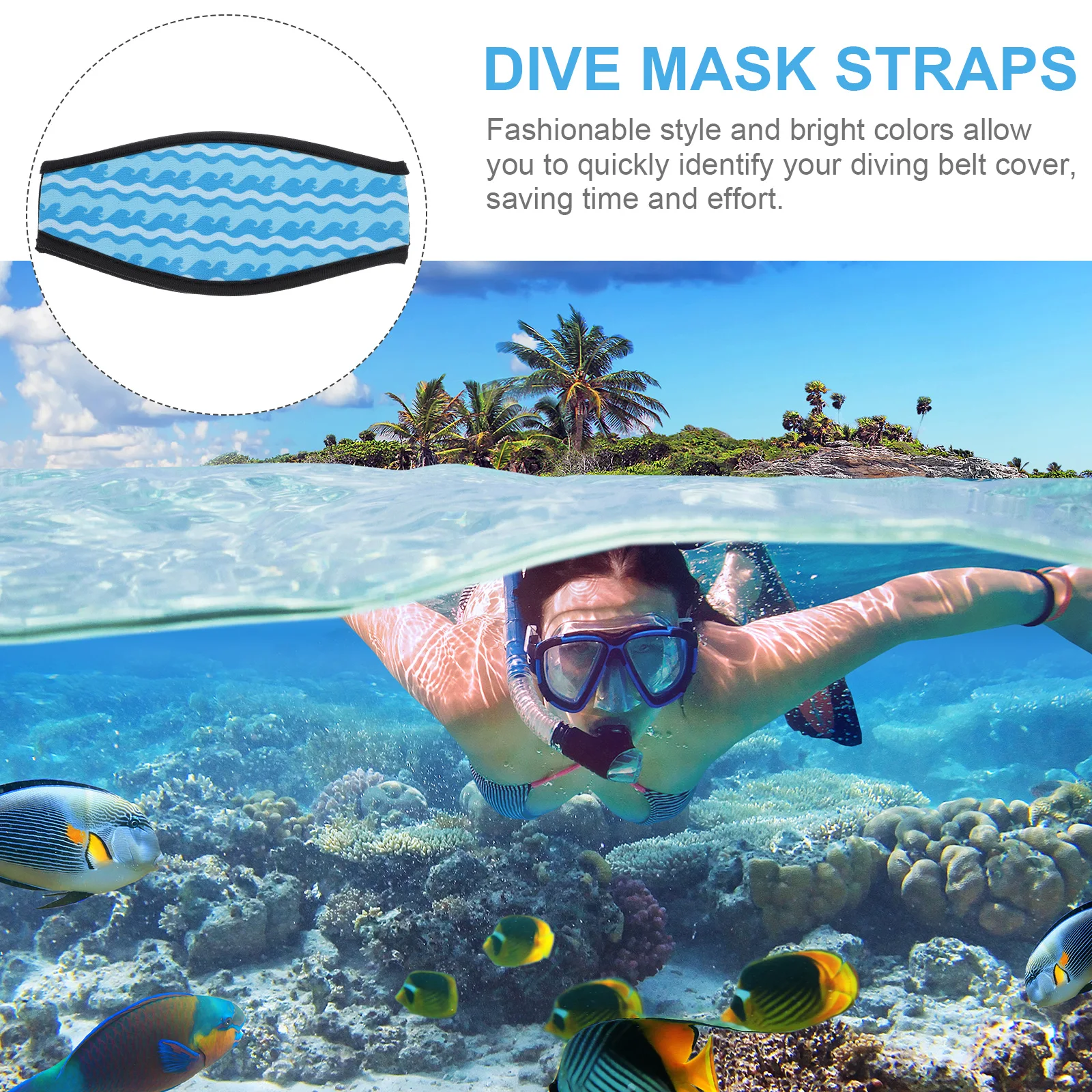 

Neoprene Diving Mask Strap Cover Double Layer Design Delicate Pattern Prevent Hair Pulling Suitable Most People Simple Operation