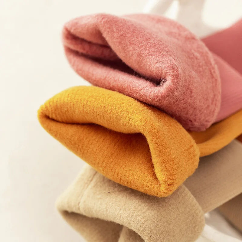 1 Paar Damen Thermo-gefütterte Crew-Socken, einfarbig, weich, gerippt, Thermo-Wadensocken, Damen-Rollmanschette, dicke, weiche Wintersocken – Detail 8