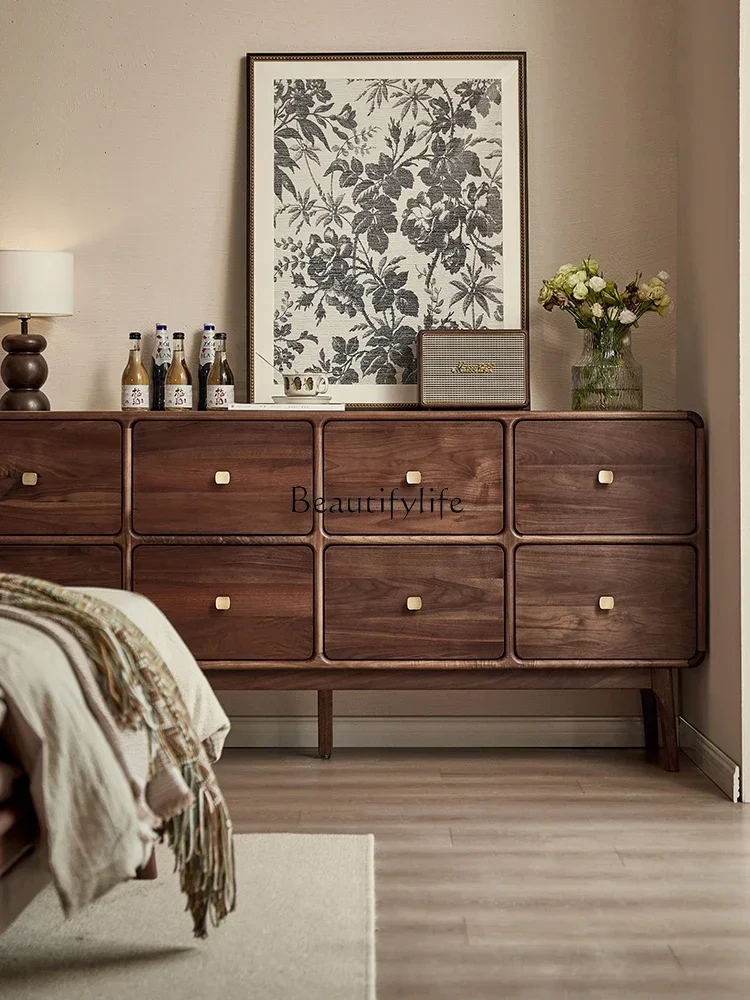 خزانة من الخشب الصلب، جوز أسود أمريكي الشمالي، خزانة جانبية لغرفة المعيشة الحديثة في الشمال