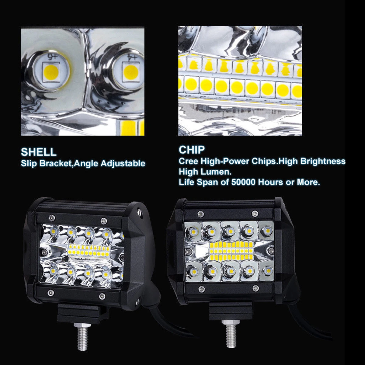 4 Zoll 60W LED-Spotleuchten Combo IP67 Wasserdicht Offroad-Arbeitsleuchten für LKW Boot ATV UTV Jeep Scheinwerfer – Detail 13