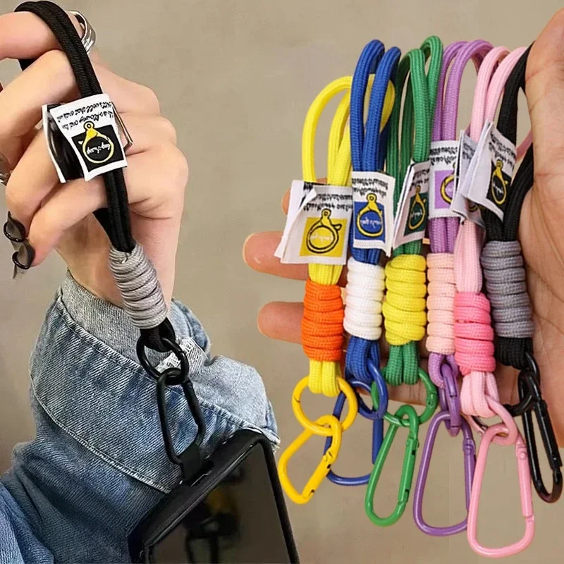 Mobile Phone Lanyard Hanging Decoration Braided Wrist Strap Anti-loss Pendant Fashion Strong Wrist Short Straps Band with Card