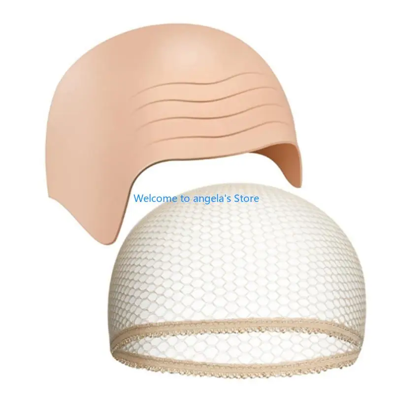 X4YC Latex Bald Caps Fake Head Skin Costume Accessories Bald Hat For Adults Kids