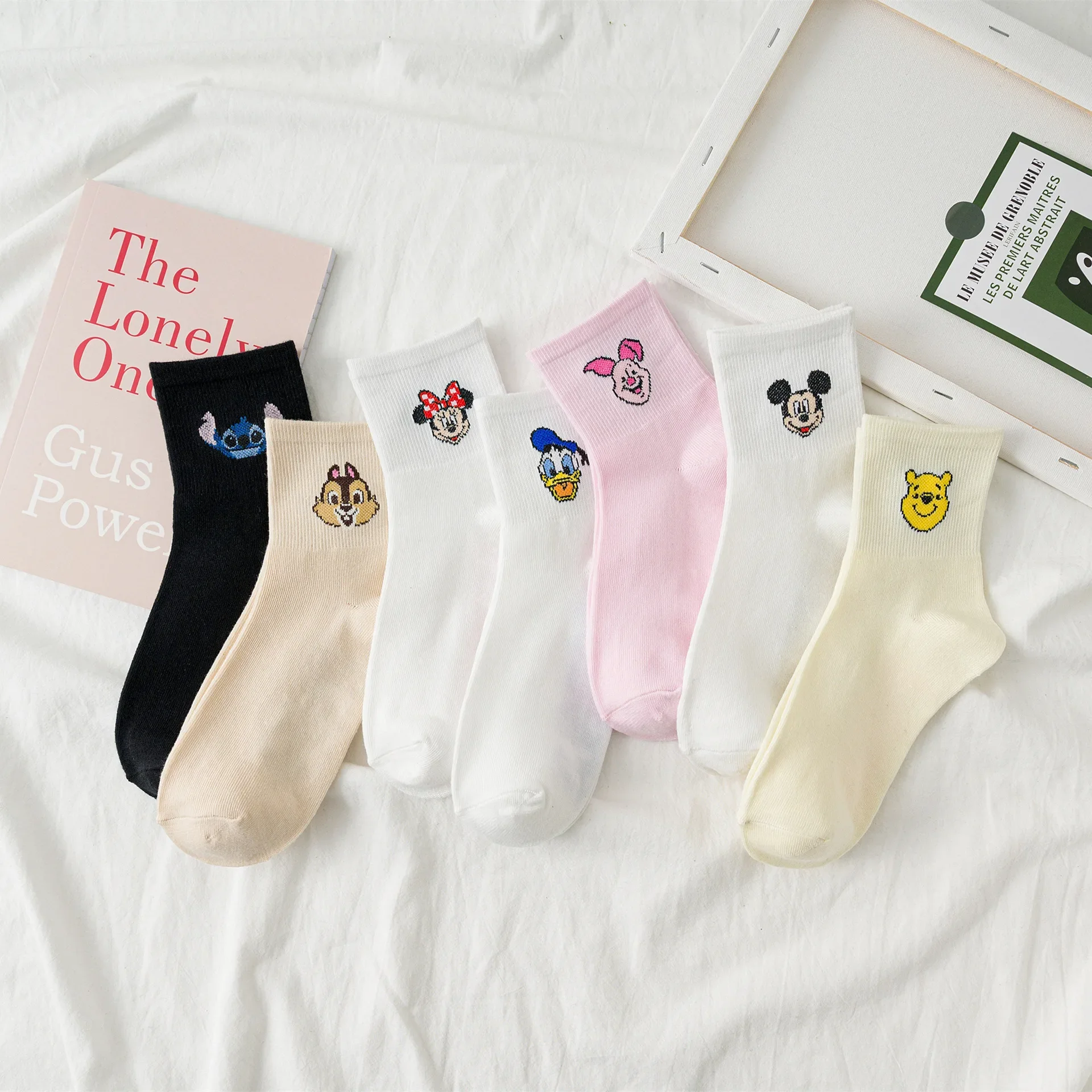 1 pairs of Socks Female Korean Version of the Tube Japanese Student Girl Spring Summer Cartoon College Trend Female Socks