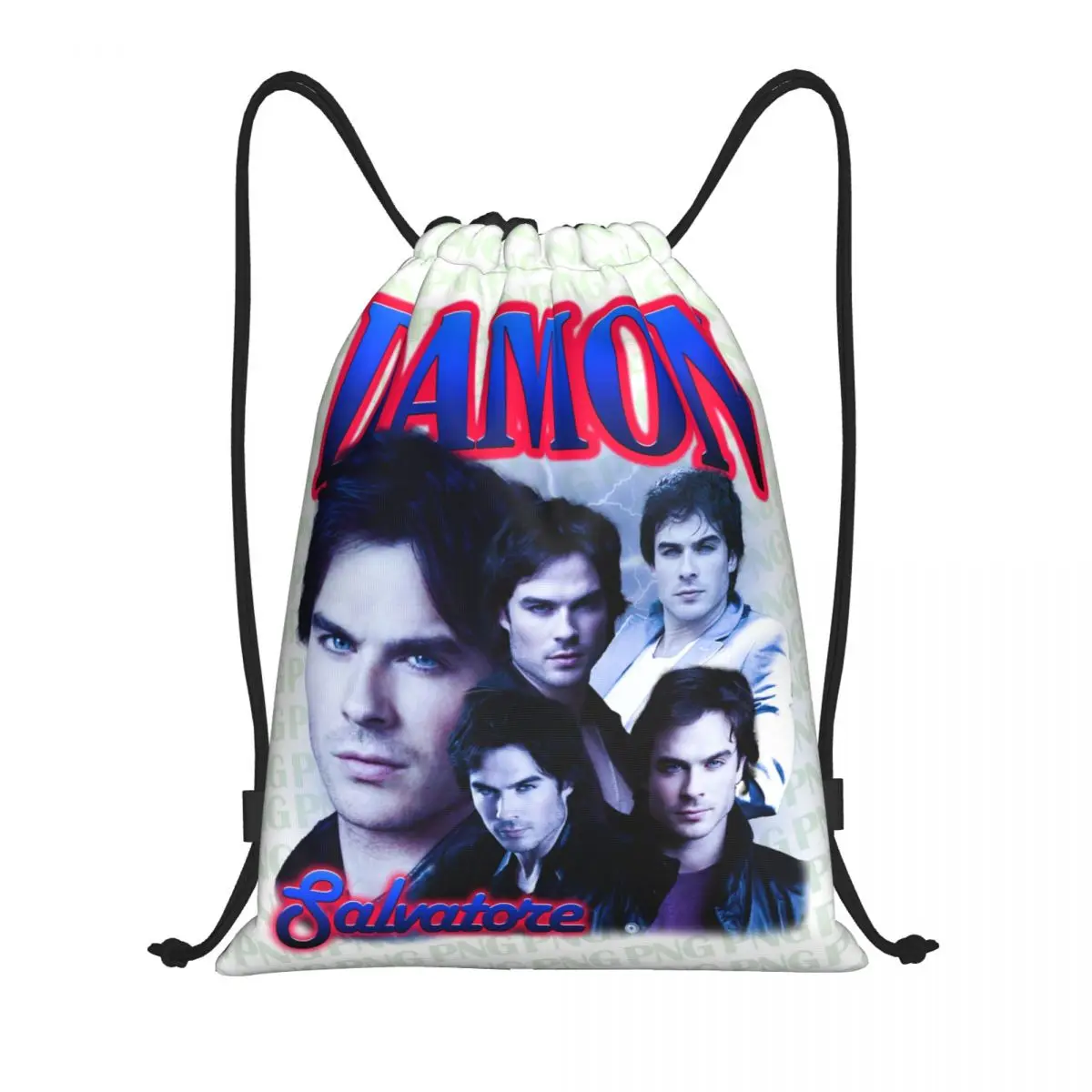 

Damon Salvatore Drawstring Backpack Sports Gym Bag for Women Men The Vampire Diaries Shopping Sackpack
