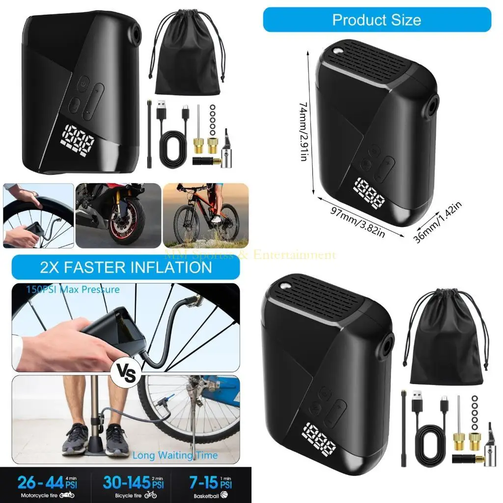 

31BE Portable Pocket Bike Motorcycle Tire Inflator Small Electric Bicycles Tire for Motorcycle Bicycles Boats