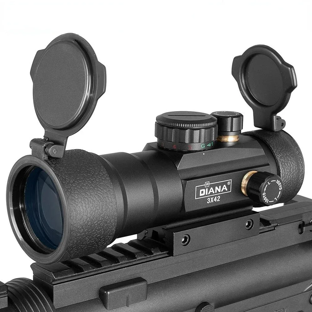 

Tactical Hunting 1×40/2×40/3×42/3×44 Green and Red Dot Sight Scope Rifle Scope