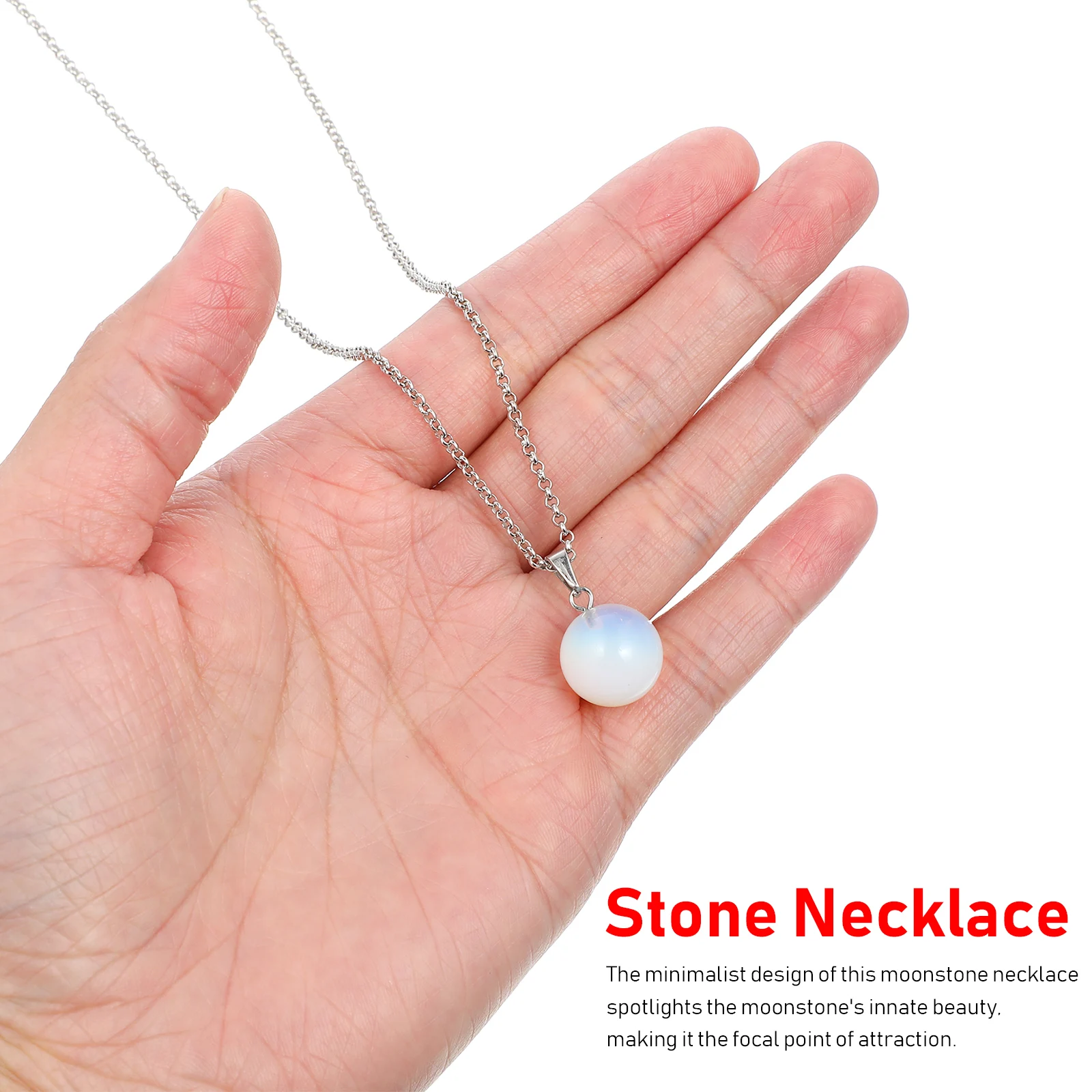 

Moonstone Necklace Retro Spherical Moonstone Jewelry Charm Women Stone Jewelry Clavicle Aesthetic Gift Box Random Color