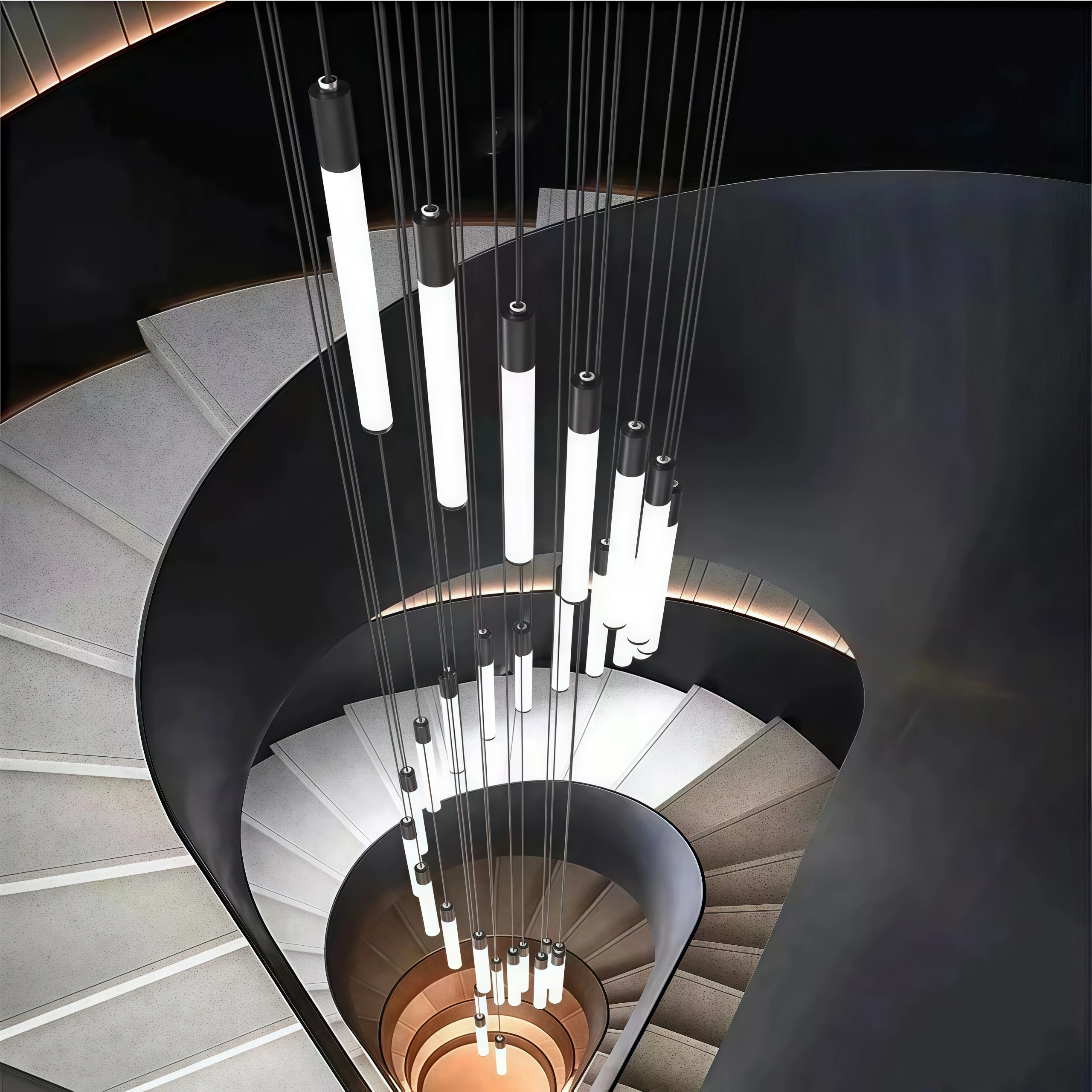 الحديثة طويلة الدرج قلادة Led أضواء لغرفة المعيشة درج فيلا المطبخ الثريات بريق ديكور المنزل مصابيح السقف