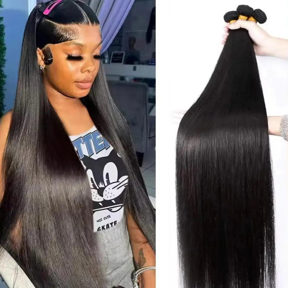 Luna 100% пучки человеческих волос 12A Бразильские необработанные пучки волос 26 30 38 40-дюймовые прямые пучки человеческих волос Наращивание волос