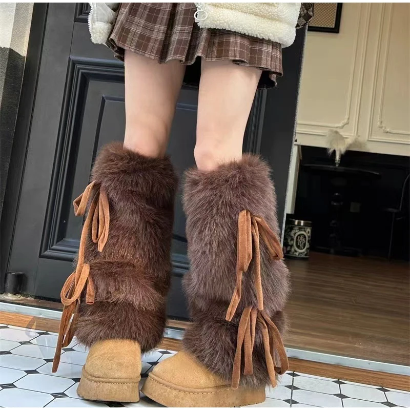 capa-de-bota-de-pele-sintetica-com-laco-e-amarracao-estilo-y2k-para-mulheres-grossa-e-quente-protecao-para-as-pernas-capa-para-a-panturrilha-inverno-uniforme-jk-meias-de-panturrilha-estilo-kawaii-e-doce-para-meninas