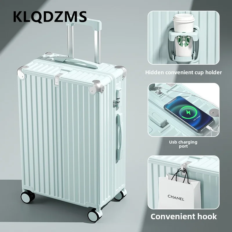 KLQDZMS Valigia di ricarica USB Scatola d'imbarco addensata multifunzionale da 20 pollici 22 "24" 26 "Trolley per PC Bagagli da viaggio a mano