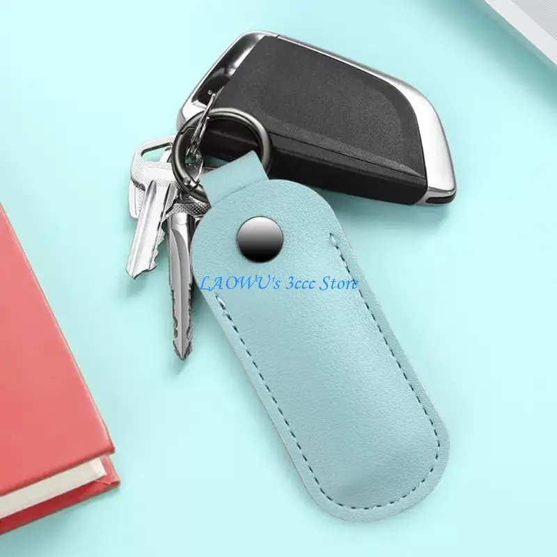 

Y8AD Microfiber Leather USB Flash Drive Case USB Drive Holder Protective Cover With Keychain
