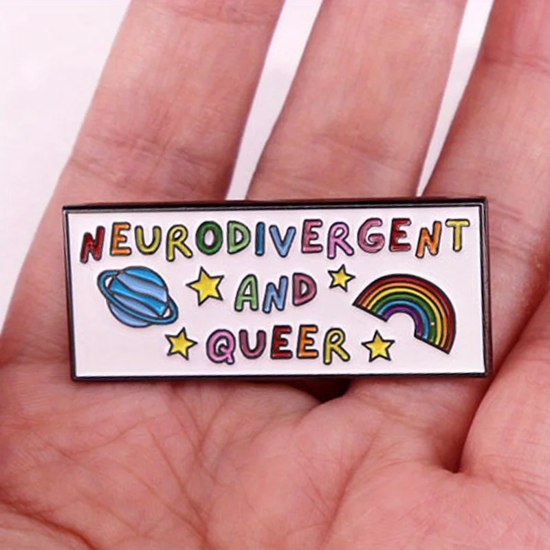 Neurodivergent and Queer Enamel Pin - Vintage Alloy Brooch for Parties Banquets