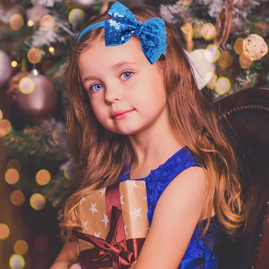 عصابة رأس على شكل فيونكة شعر من الترتر اللامع للفتيات والأطفال الصغار - إكسسوار شعر أنيق لطيف على طراز بوتيك للارتداء اليومي ووقت اللعب #3