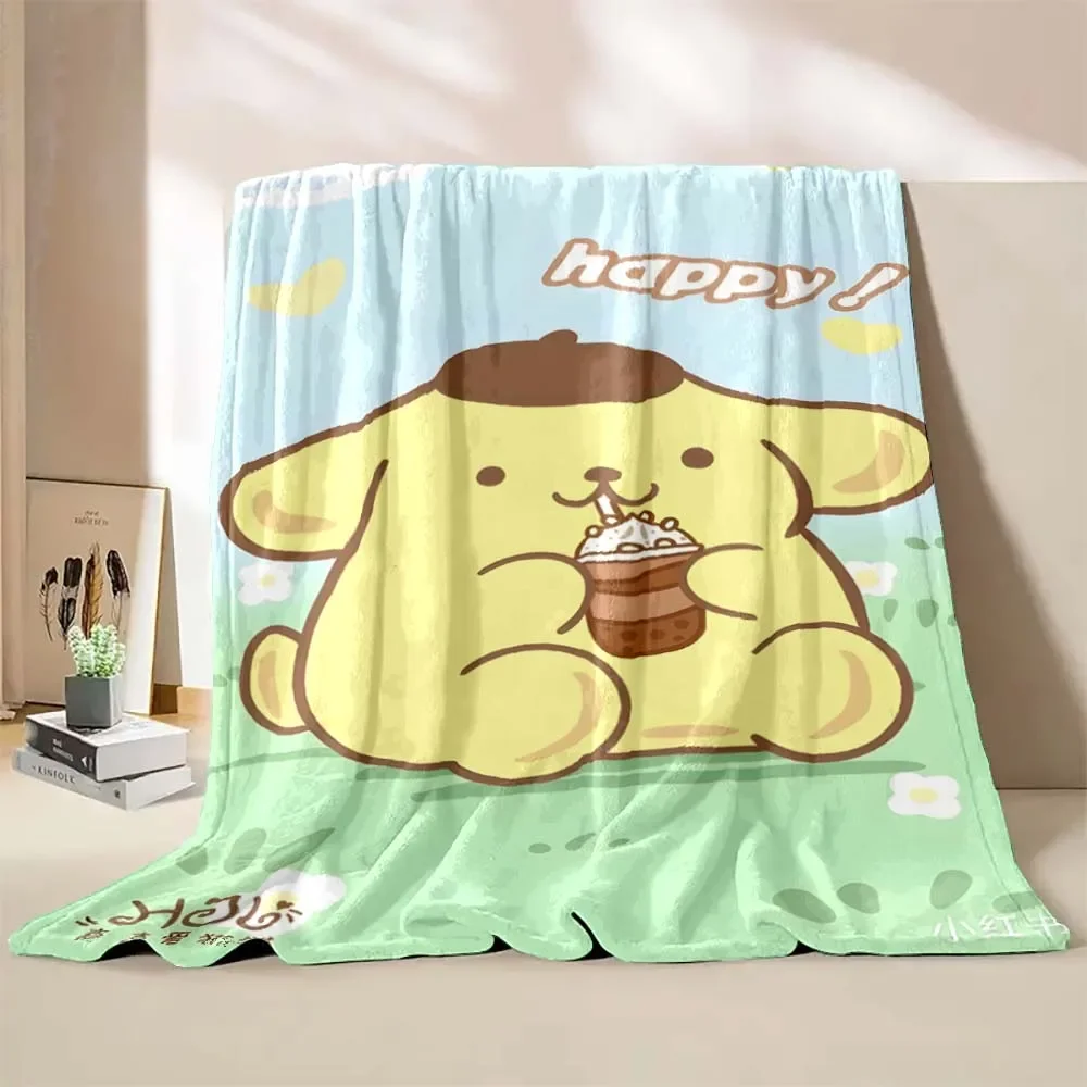 Pom Pom Purin Sanrio Blanket 4 Season Soft Fluffy Throw Kid Adult Quilt Sofa Bed Throw Break Blanket Travel Sheet Girls Gift