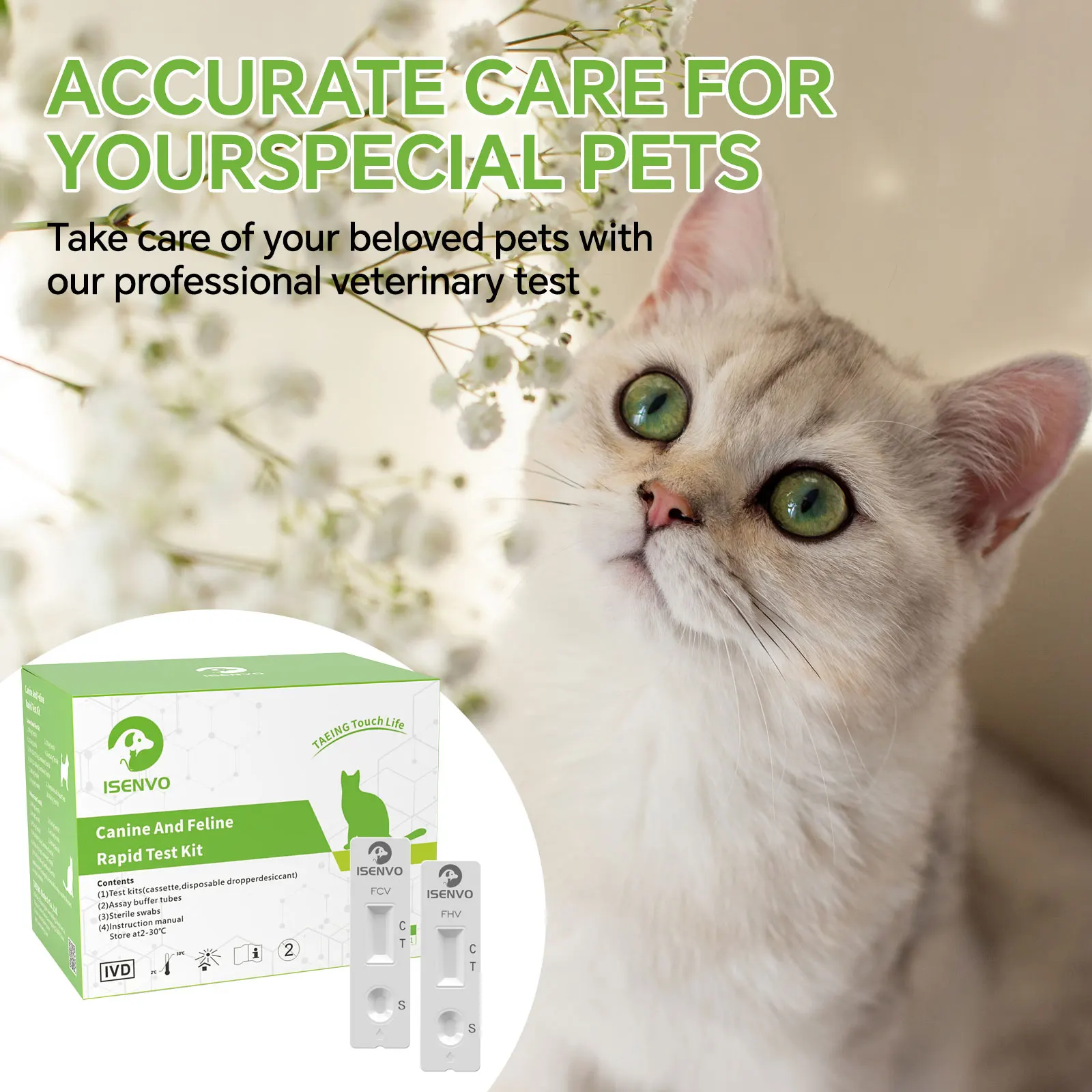 5Pcs FHV+5Pcs FCV- 5 Feline Calicivirus + 5 Feline Herpesvirus Antigen Rapid Test Kit Home Healthy Test Kit