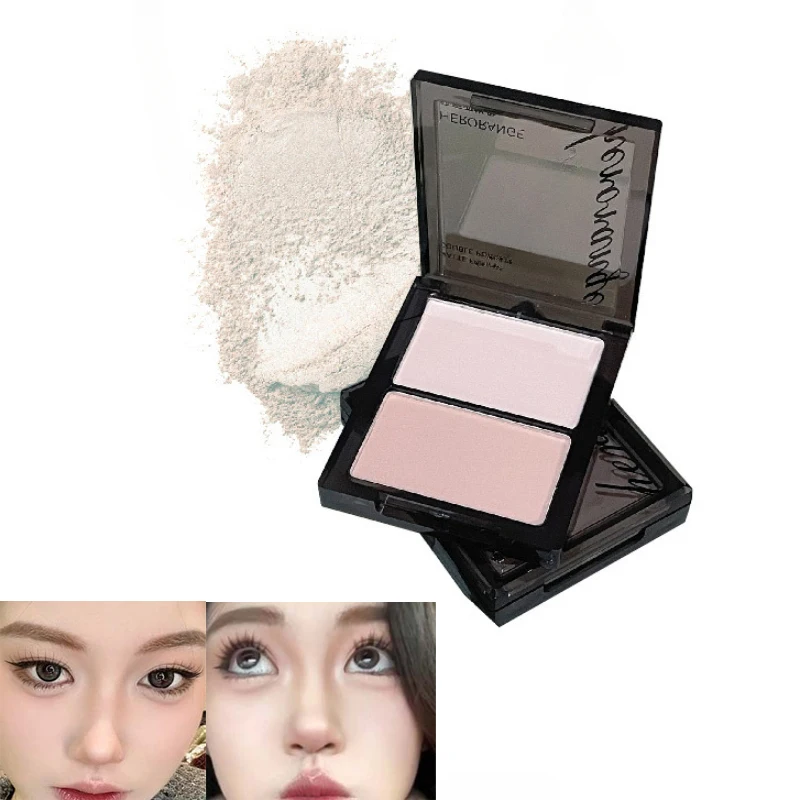 Two-color Matte Double Mix Dry and wet Natural Brightening Finishing Powder Highlights and Blush Contour Palette  Makeup 3D