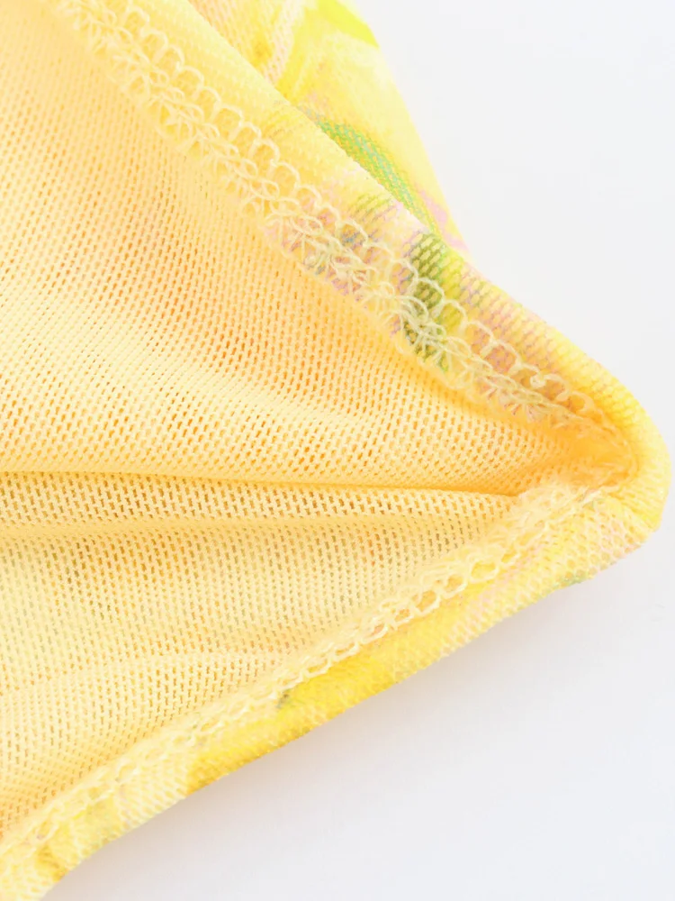 KAOPU ZA Women open back printed tulle fitted bodysuit vintage halter-neck snap-button female playsuits mujer