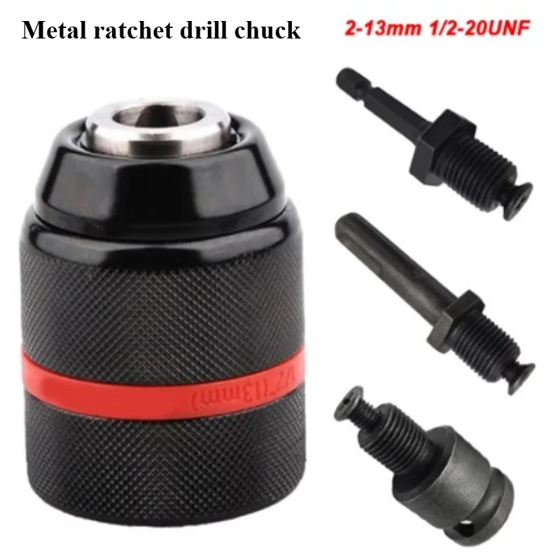 Metal Self-lock ratchet drill chuck 1/2/4pcs 13mm1/2 Chuck for Drill Bit Screwdriver&Taps High Precision Engineering Accessories