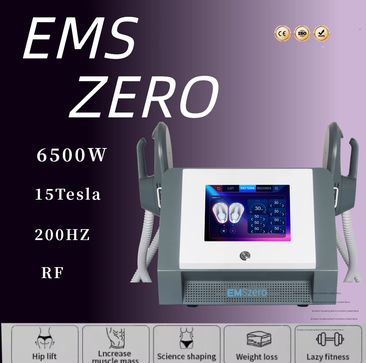 

NEO RF EMS Sculpt Machine 6500W Fat Body Slimming Technology Muscle Stimulation Sculpting EMSZERO