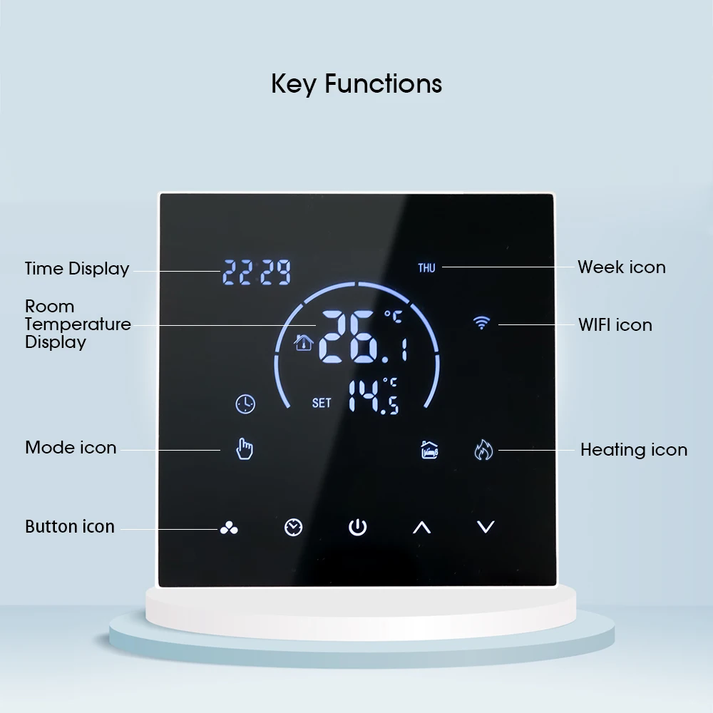 TUYA WiFi Thermostat Temperature Controller Water Electric Floor Heating TRV AC100V-240V 3A 16A Digital LCD Display Wall Mounted