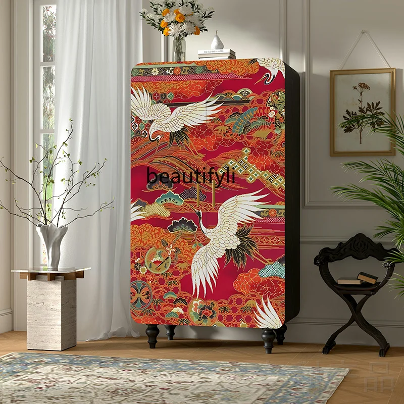 

New Chinese-style solid wood wardrobe, bedroom storage locker, opposite door wardrobe, entrance cabinet