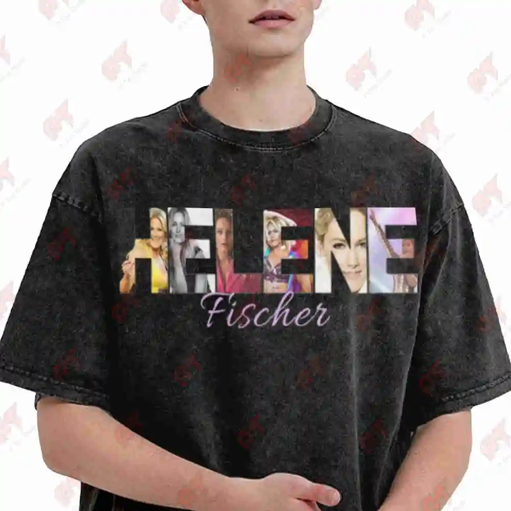 Helene Fisher Sticker Vintage Washed Tee Pure Cotton T-Shirt