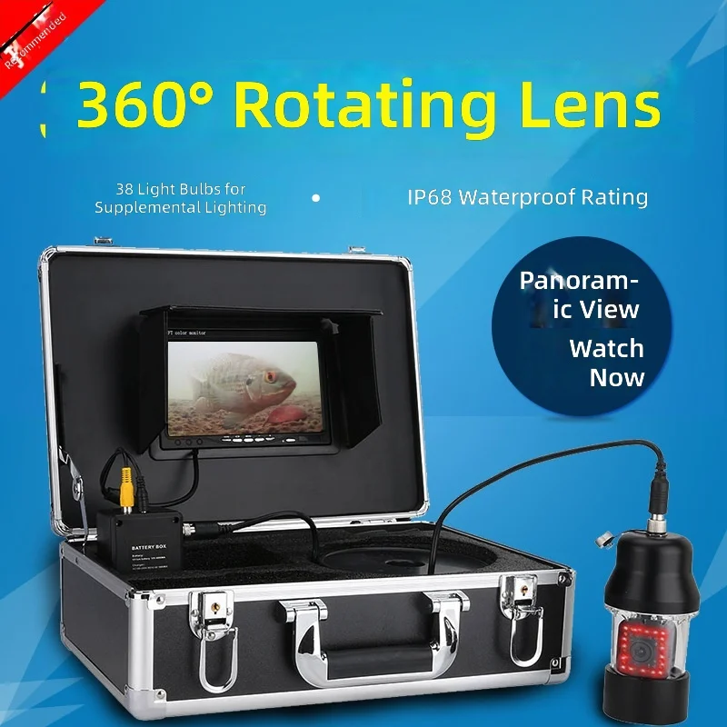 Underwater Fishing Camera 20m 50m 100m Cable, HD 360 Rotating Night Vision Video Recording, Waterproof Fish Finder Detector
