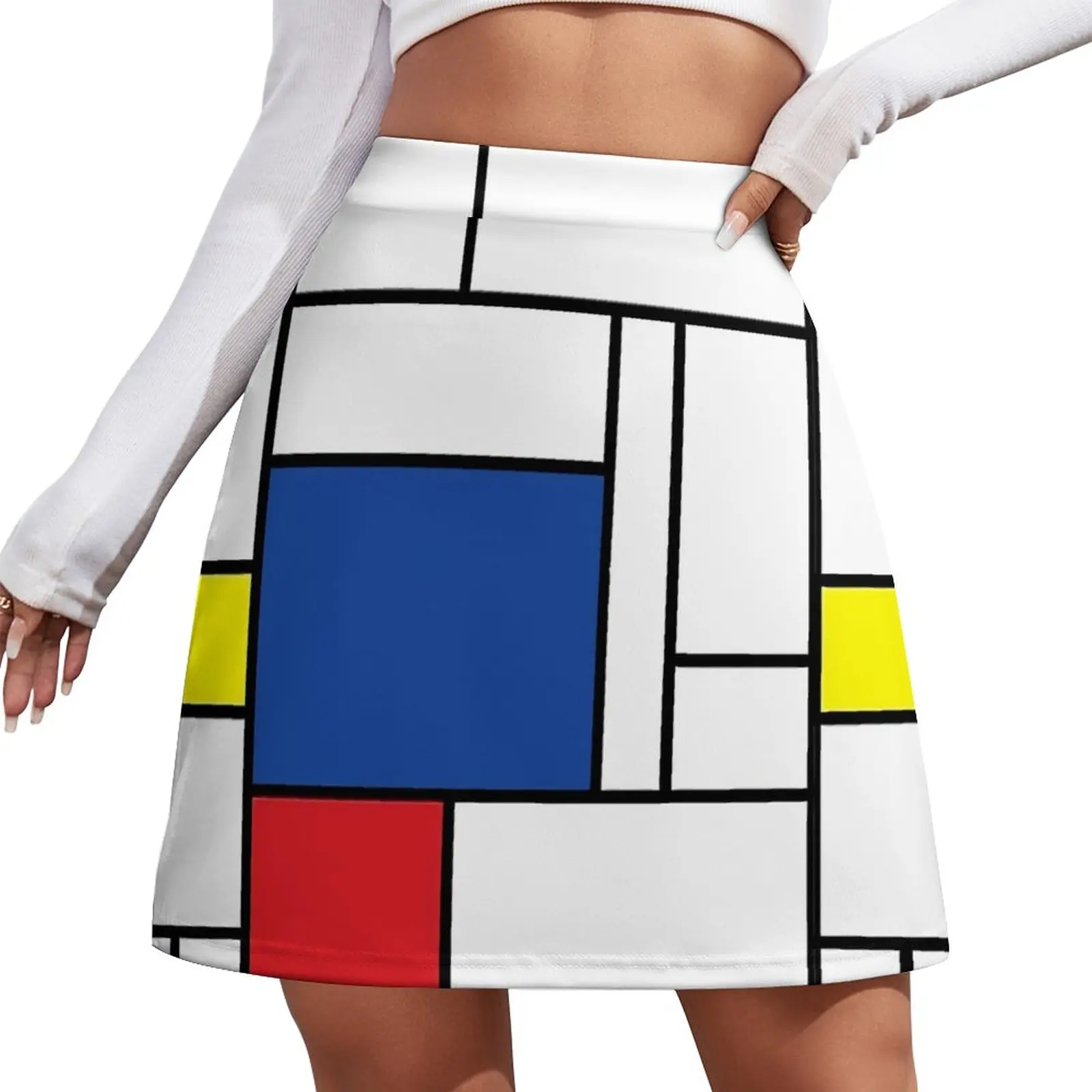 De Stijl Print Skirt Mondrian Minimalist Korean Fashion Casual Skirts Womens Elegant Mini Skirt Custom Clothing Birthday Present