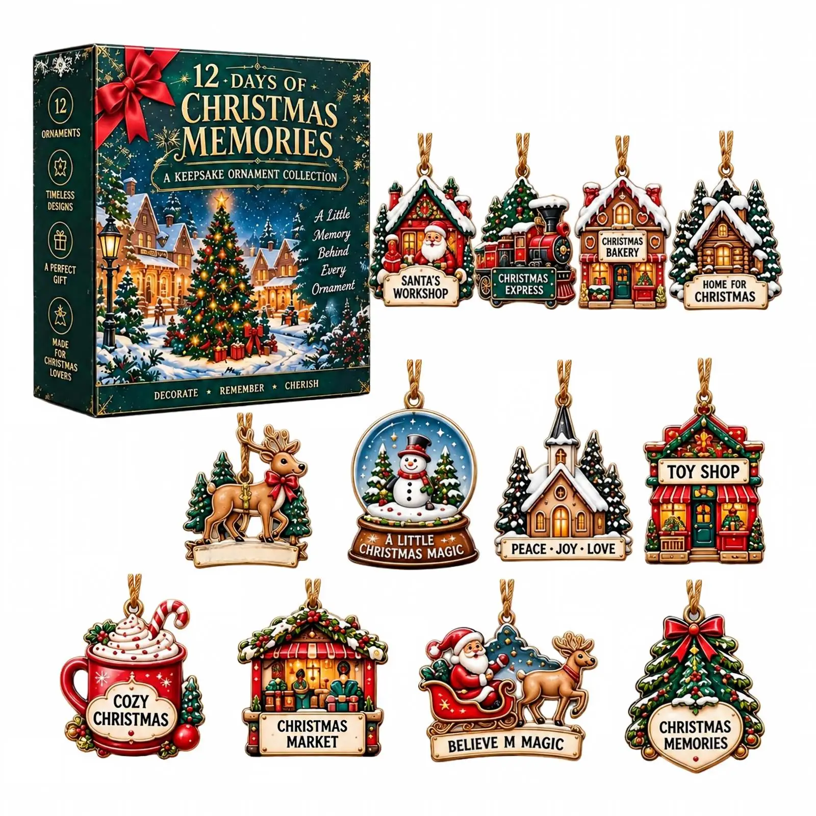 Christmas Memories Advent Calendar 2026 12 Days Christmas Countdown Desktop Ornament Christmas Party Home Decor Gift Supplies