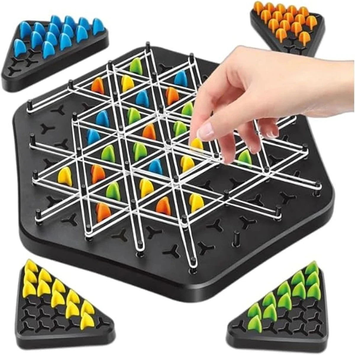 New Geometry Chain Chess Puzzle Triangle Chess Desktop Game Rubber Band Training Family Interaction Exercise Thinking Toys Gifts