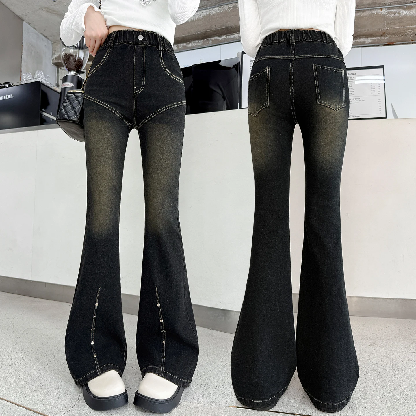 

Elegant Children Fashion Flared Jeans Trousers for Teenage Girls Casual Bootcut Denim Pants Kids Age 5 6 7 8 9 10 11 12 13 14 Y