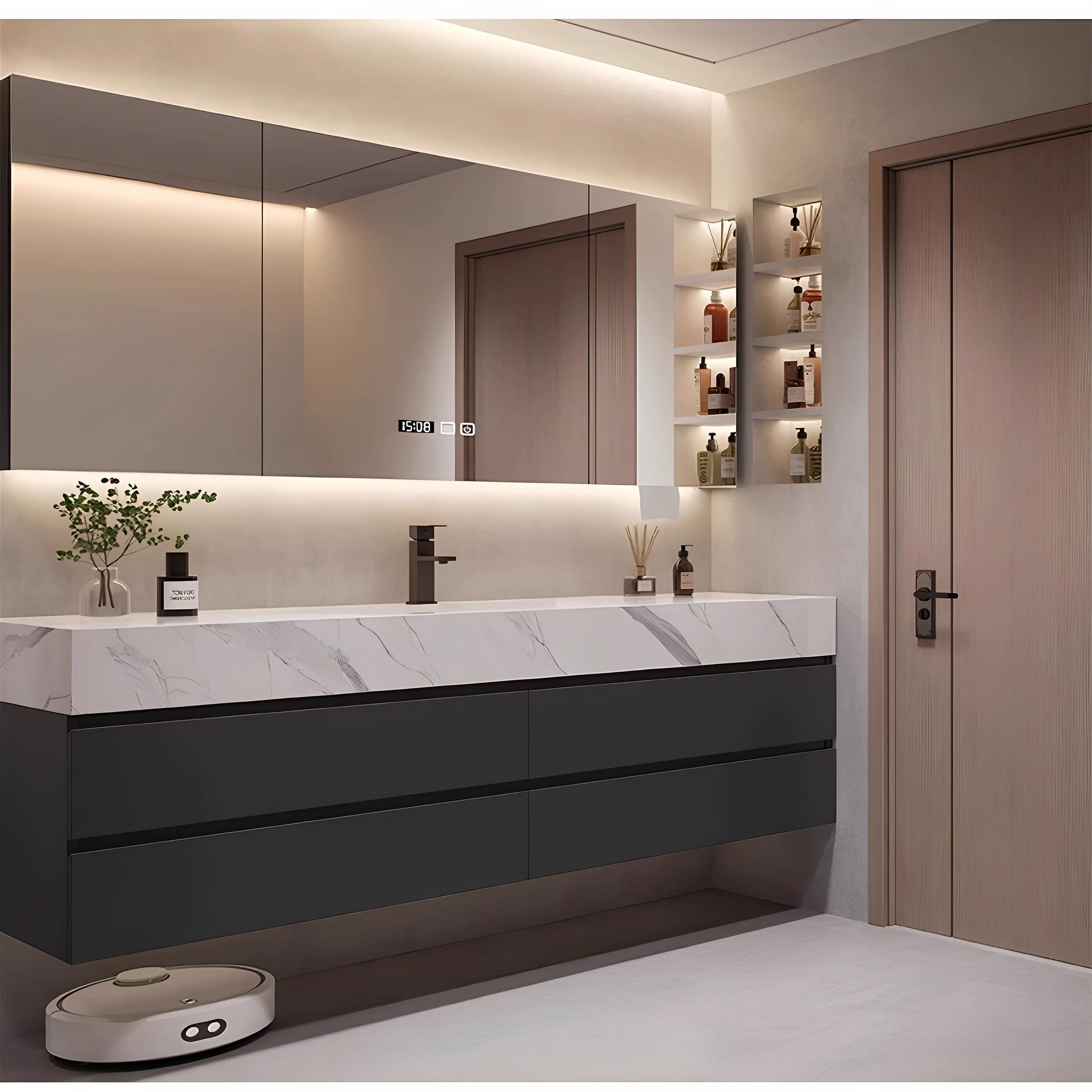Cabinets Storage Bathroom Mirror Cabinet With Drawers Vanity Narrow Bathroom Washing Machine Cheap Home Furniture for Sink Shelf
