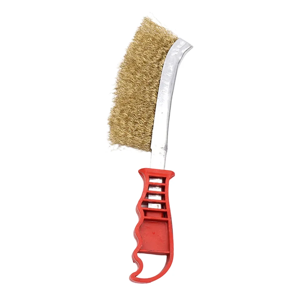 Wire Brush Set 2pcs with Plastic Handle for Rust Removal Car Grill Paint and Welding Slag Cleaning Copper Plated Stainless Steel