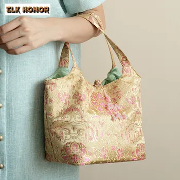 휴대용 차 예술 보관 가방, 생강 핑크 덩굴 꽃 여행 차 코지, 수제 차, 아늑한 티팟 찻잔 핸드백, 다도 