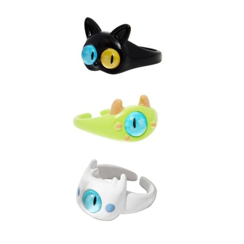 Fashion  Lightweight Rings Cute Cat Eyes Animal Stacking Ring Color Resin Open Ring Suitable for Ladies Girls