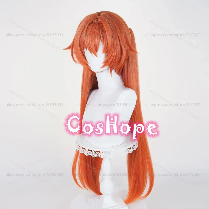 Peluca de Cosplay ZZZ Orphie con coletas dobles, peluca naranja para mujer, peluca sintética resistente al calor de Anime para disfraz de Halloween