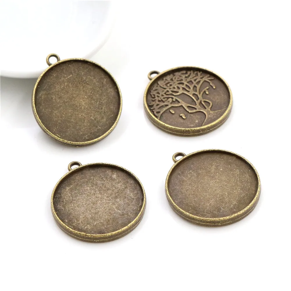 10pcs 20mm Inner Size Antique Silver Plated And Bronze Tree Style Cabochon Base Setting Charms Pendant