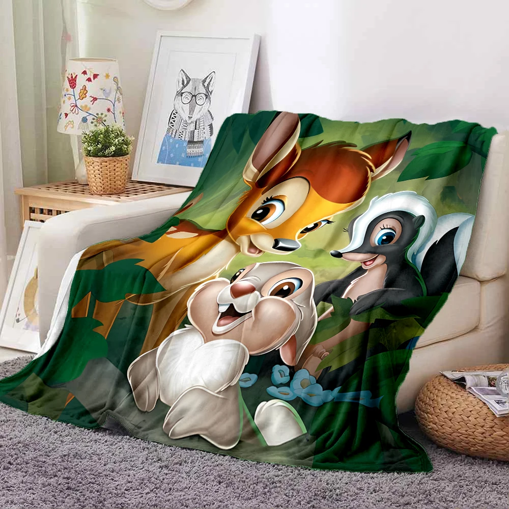 Disney Bambi Fawn Cartoon Flannel Blankets Anime Soft Fluffy Plush Blanket Sofa Office Quilt Throw Picnic Beach Towel  Blankets