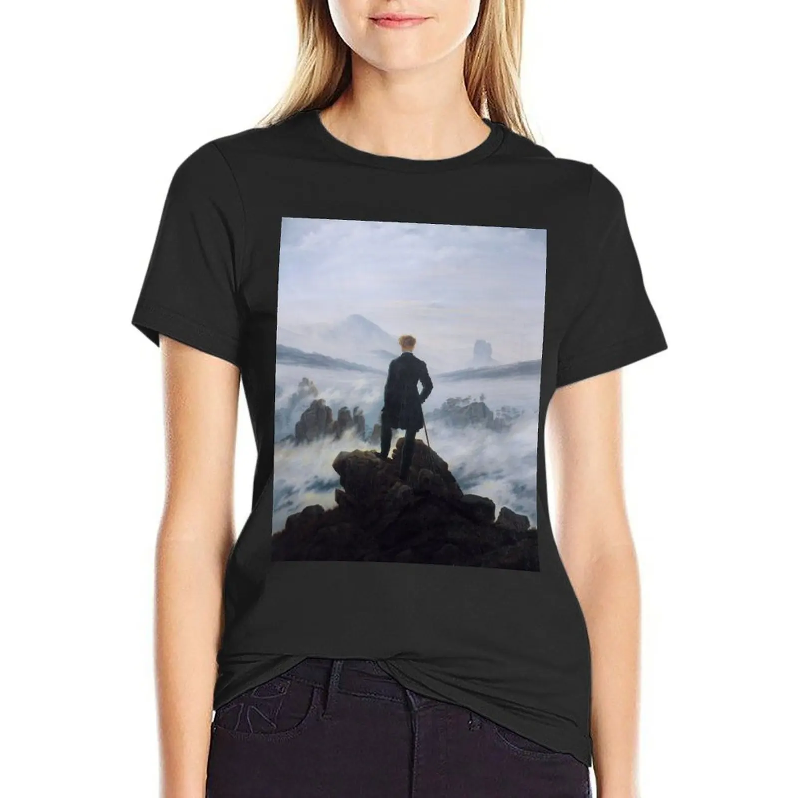 

Fine Art: Wanderer above the Sea of Fog T-Shirt summer top korean fashion summer tops lady clothes t shirts for Women