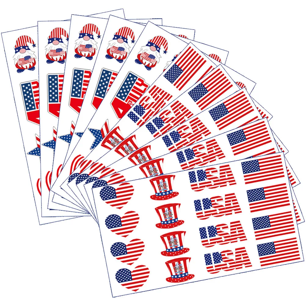 

10 Sheets Face Stickers American Festival Decorative Tattoos Body Washable Body Tattoos Sticker Independence Day