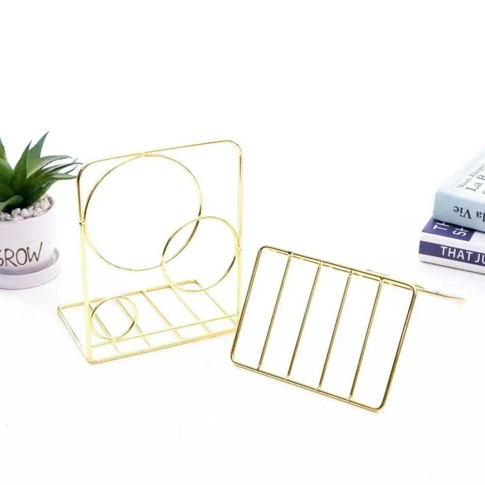 1 Pair Metal Metal Wire Bookends Smooth Polished Stable L-Shape L Shape Book Holder Non-slip Iron Art Book Stand Office Desktop