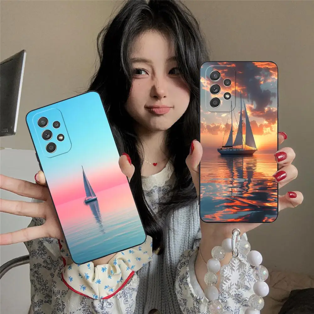 

Pretty Sailboat Phone Case for Samsung Galaxy M55 54 42 35 34 33 32 23 22 15 14 13 12 F55 5G Soft TPU Shockproof Cover