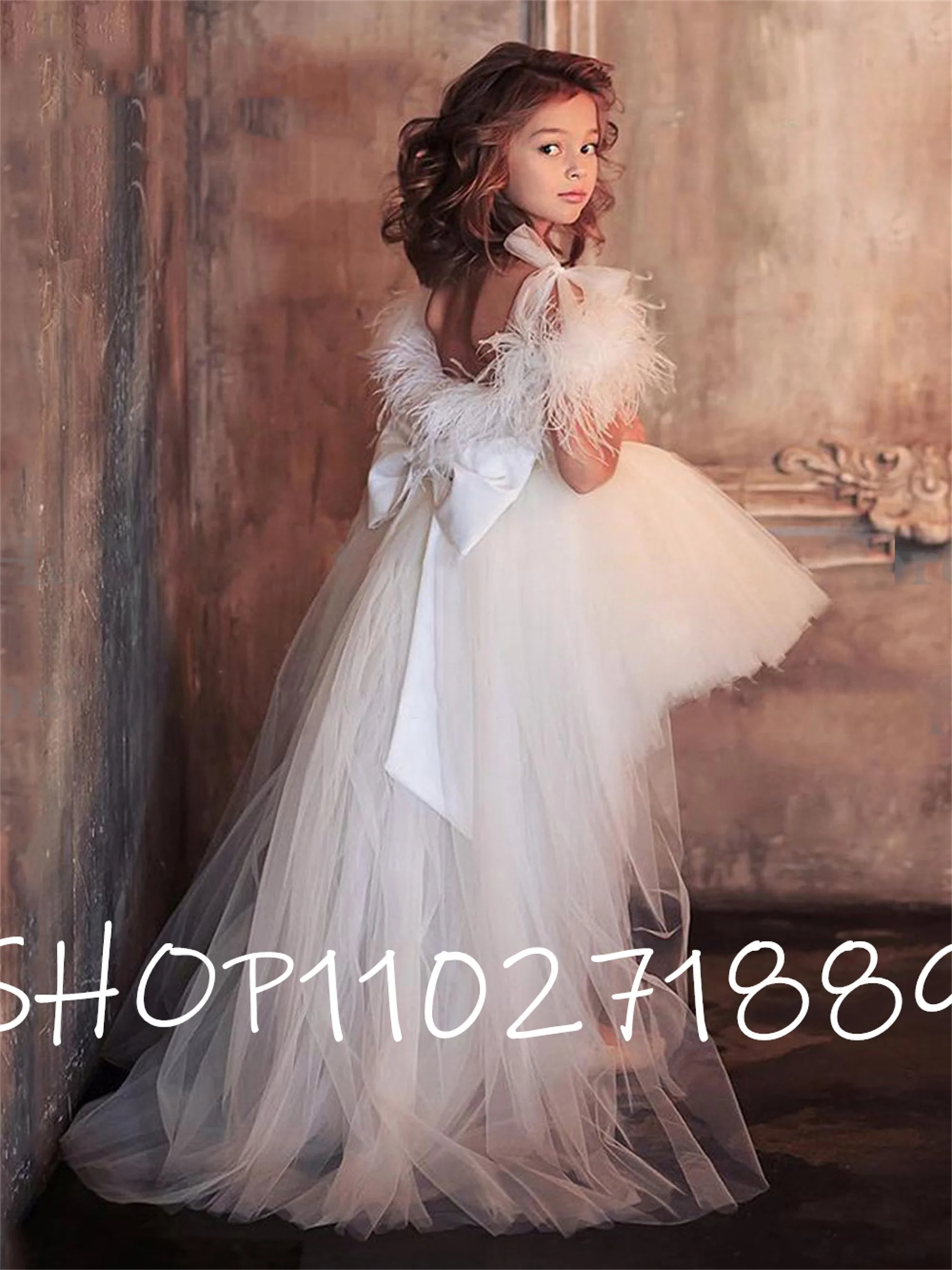 

Glitter Flare Sleeves Lovely Princess Kids Birthdays Dresses Baby First Communion Flower Girl Dress for Very Elegant Party