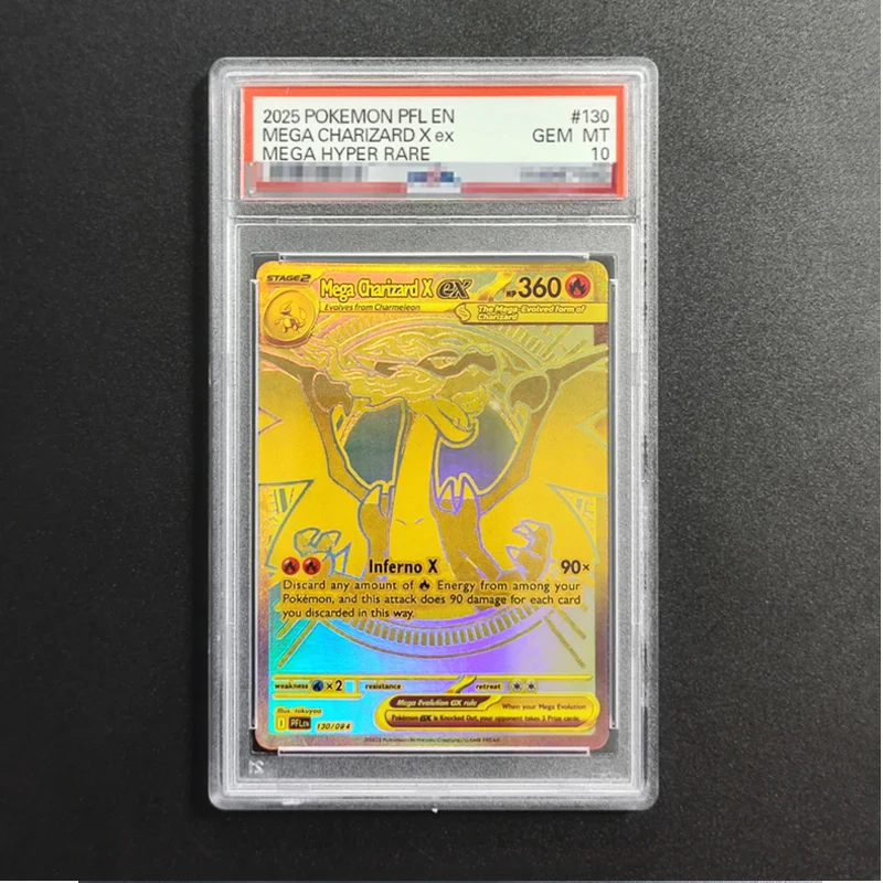 Карты-с-покемонами-«сделай-сам»-mega-charizard-x-ex-pfl-en-lucario-gardevoir-gem-mt-10-высококачественная-копия-этикетки-коллекционная-коллекционная-карточка-из-ПТКГ