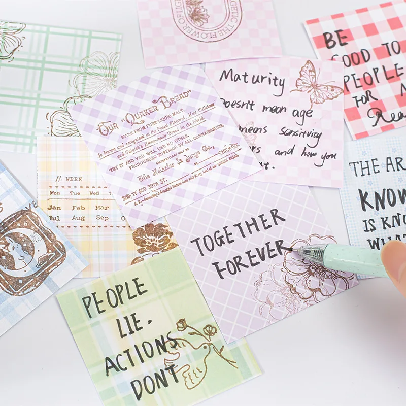 Basic Plaid Notepad Decorative Memo Pad DIY Scrapbooking Material Paper Message Notes Paper Kawaii School Stationery