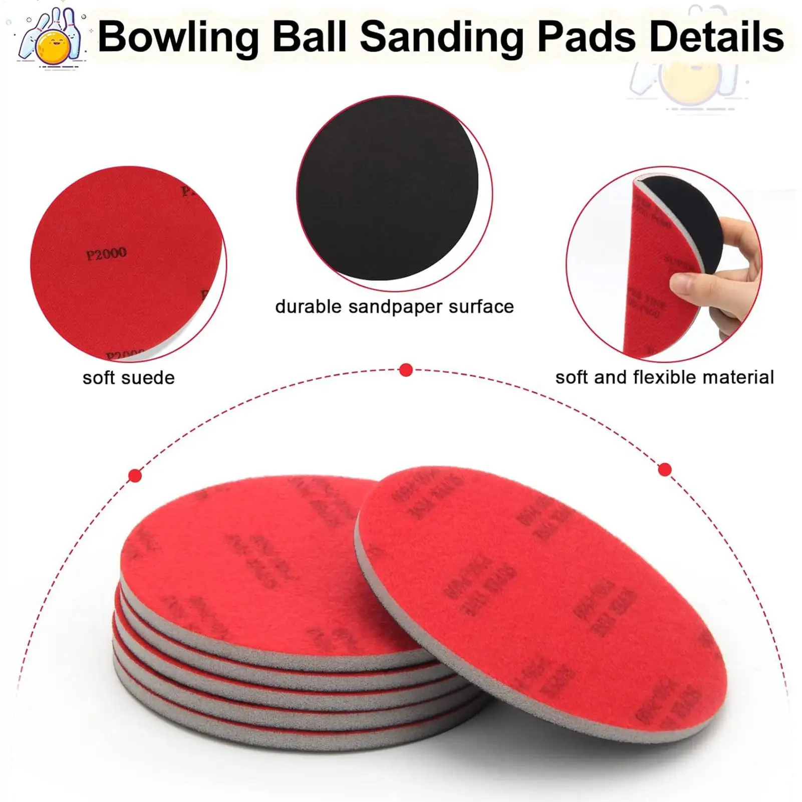 Bowling Ball Sanding Pads Reusable Portable Universal Polisher Bowlings Cleaner Set Ball Cup For Daily Training Competitions