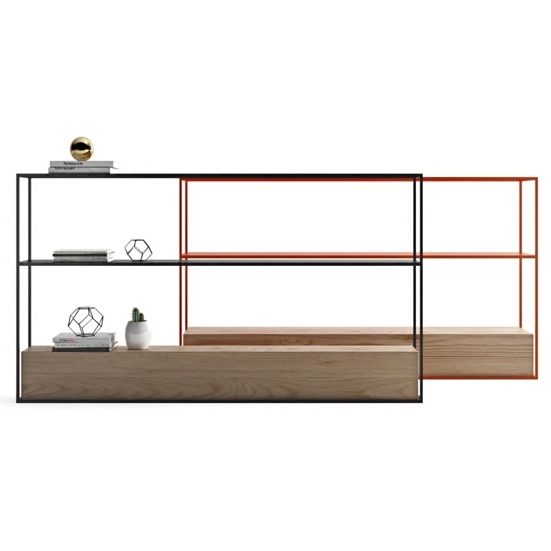 

Nordic wrought iron door cabinet rectangular shelf light luxury storage rack bedroom ornament display stand modern simplicity